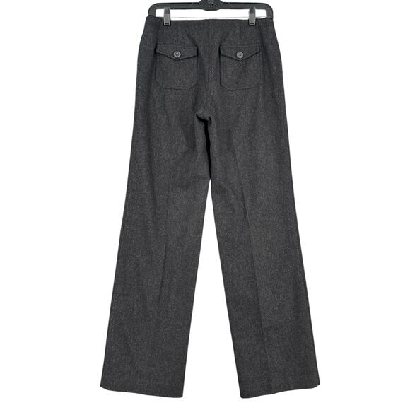J.Crew Dark Grey Wool Drawstring Waist Side Pockets Wide-Leg Pants Size 2‎ - Picture 2 of 6